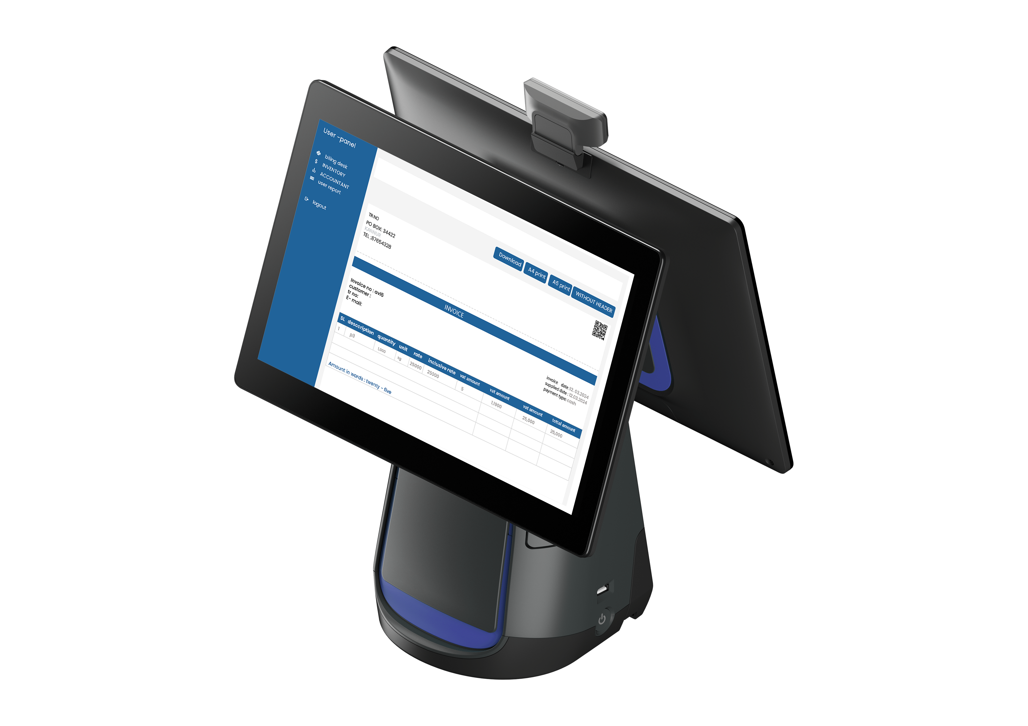 Back view of POS device