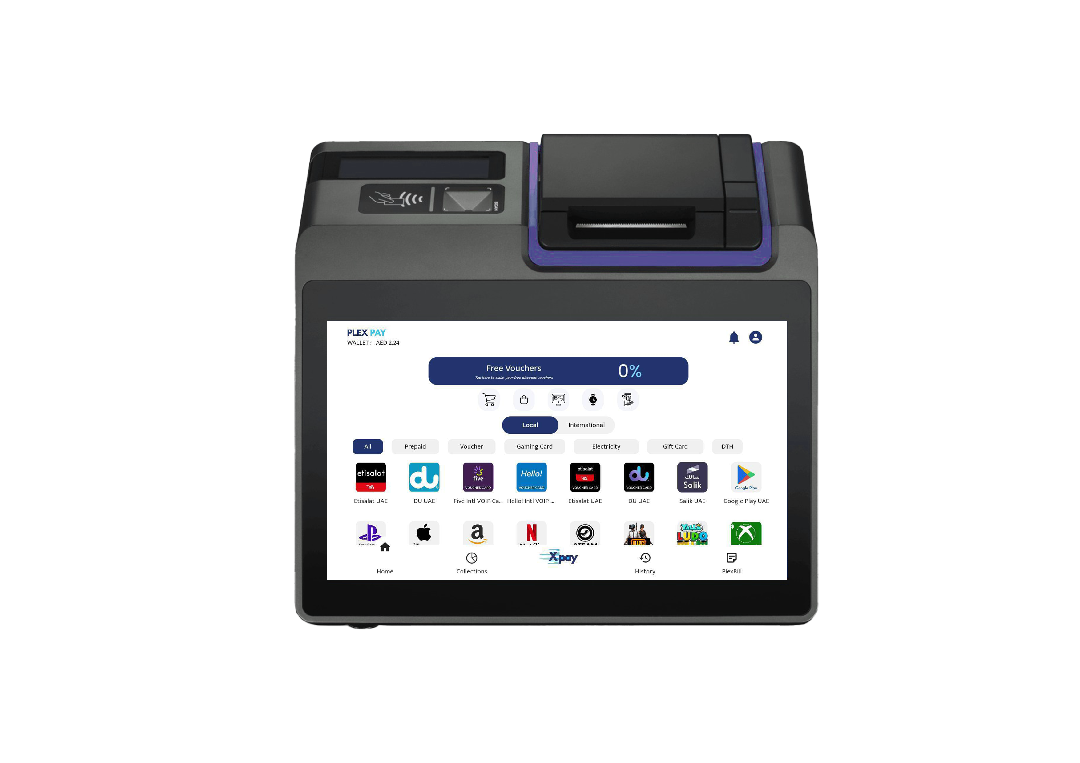 Front view of POS device