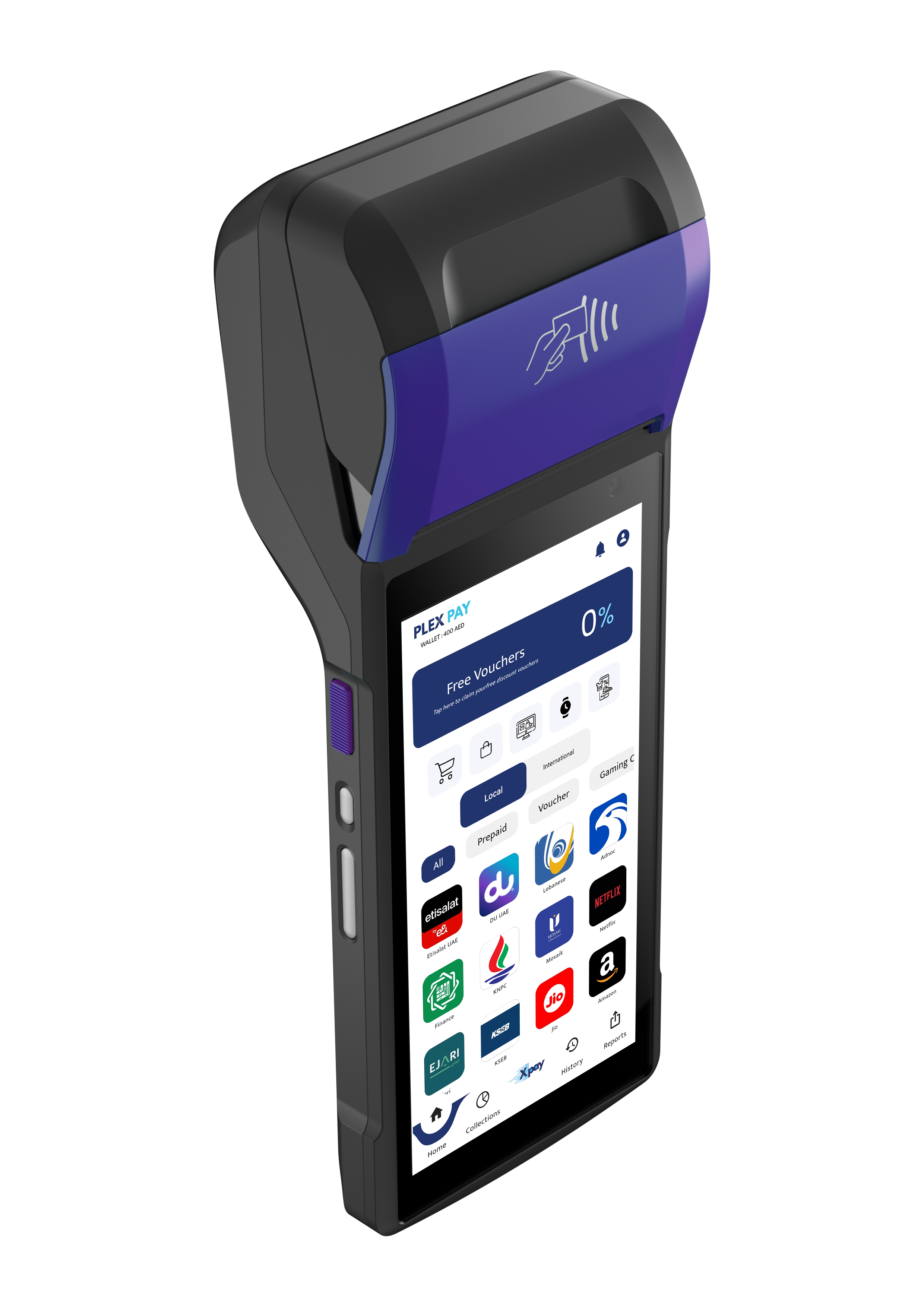 Front view of POS device