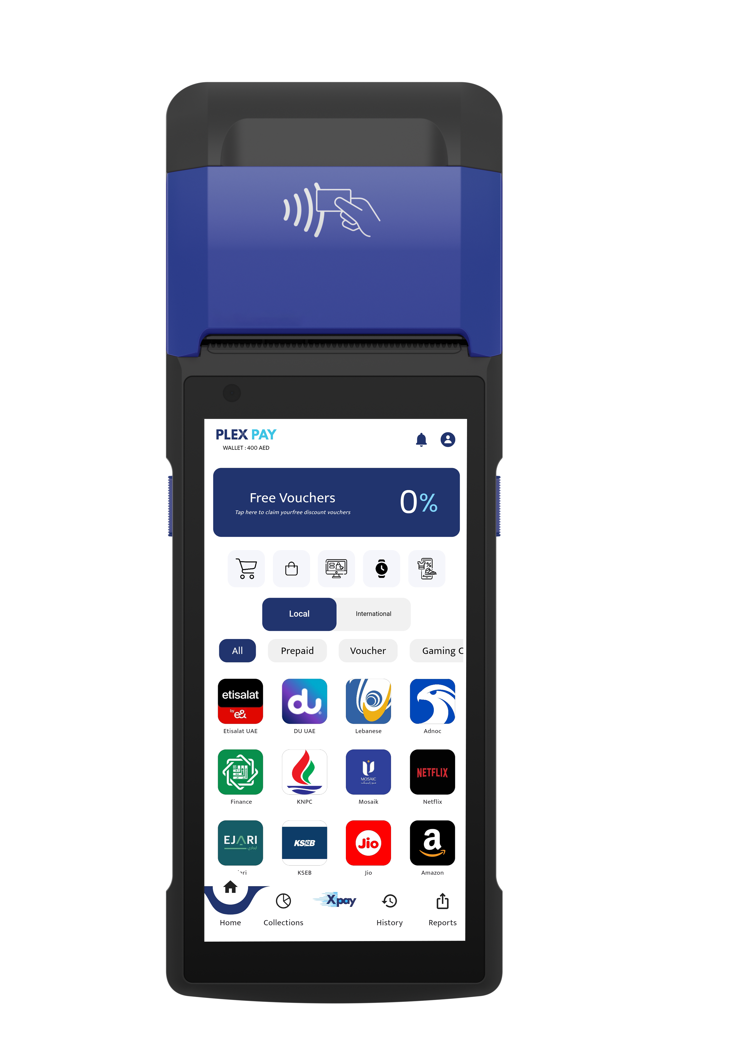 Back view of POS device